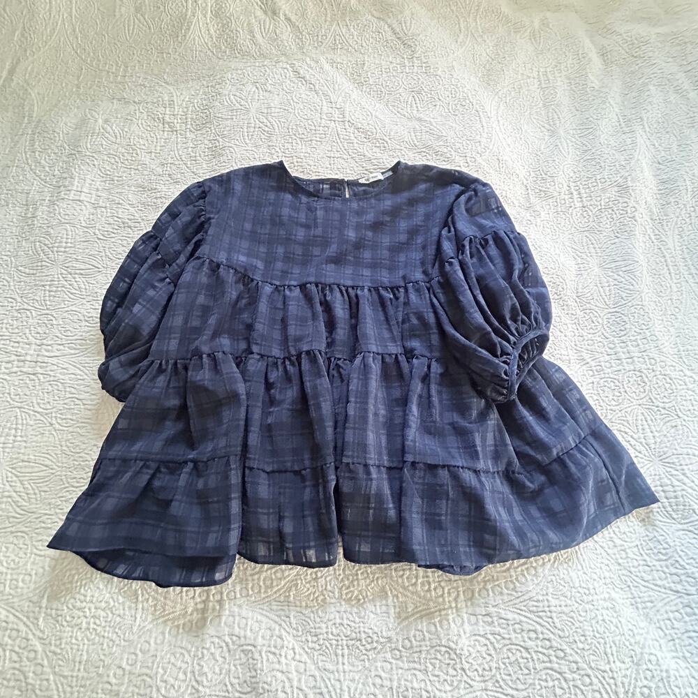 Day + Moon Navy Blue babydoll top, oversized, small